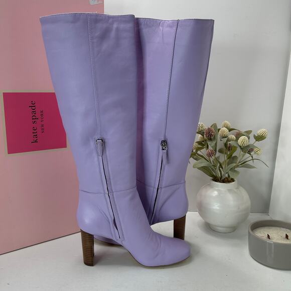Kate Spade Rochelle Buttery Soft Leather Knee High Boot Frzen Lilac Women 7.5NWB - Picture 5 of 13